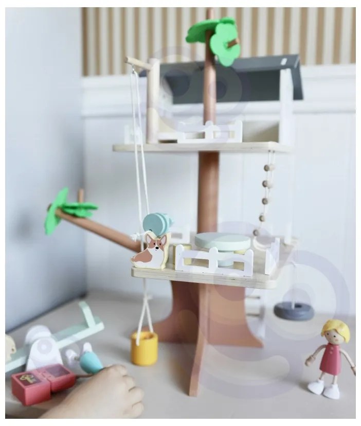 Classic world drewniany domek na drzewie dla lalek 31 el.