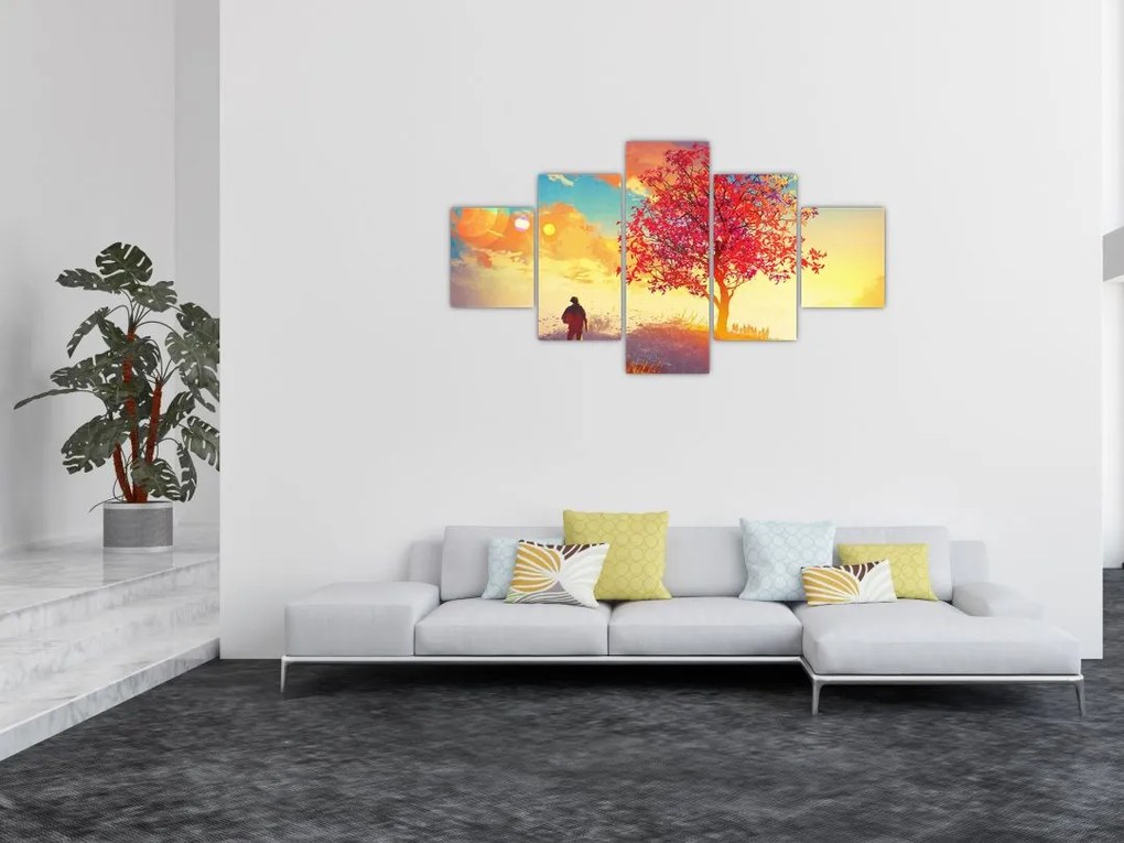 Obraz drzewa na wzgórzu (125x70 cm)