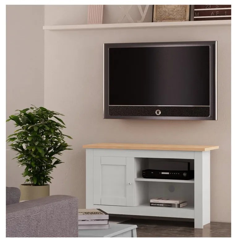 Szaro-naturalna szafka pod TV w dekorze dębu 95x58 cm Emerald – Støraa