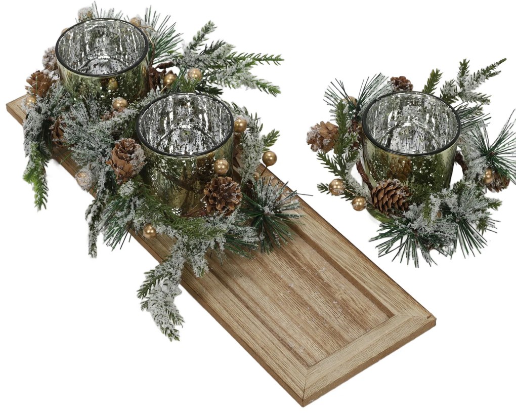 Zestaw trzech świeczników tealight na ozdobnej podstawce