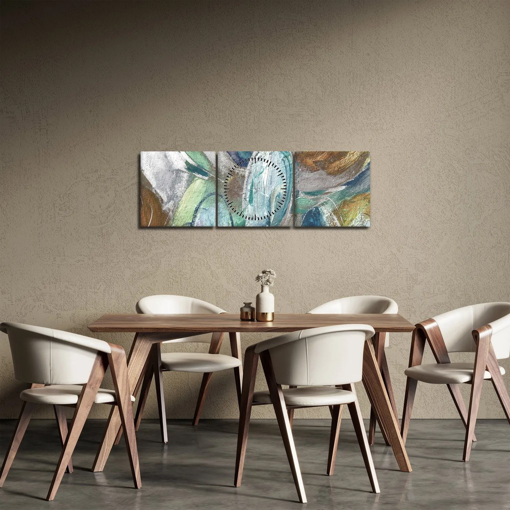 Obraz - Abstrakcyjny obraz postaci (z zegarem) (90x30 cm)