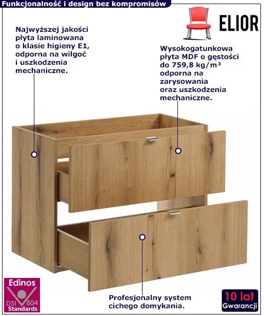 Szafka pod umywalkę z szufladami w kolorze dąb - Dafo 11X 80 cm