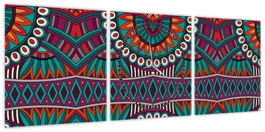 Obraz abstrakcji ozdobnej (z zegarem) (90x30 cm)