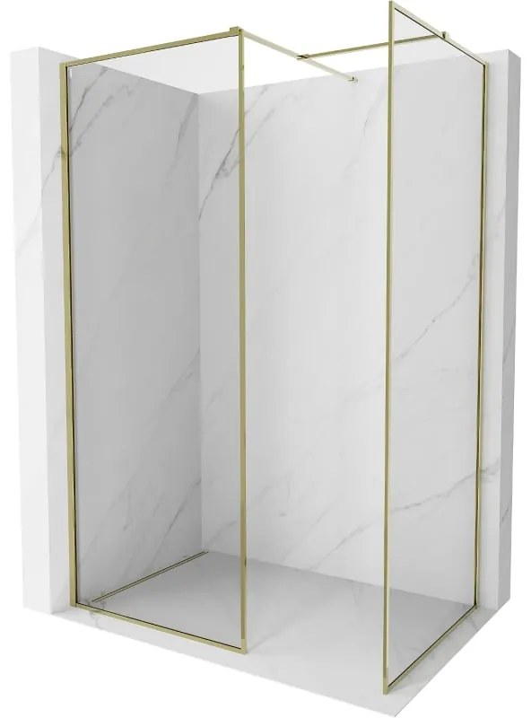 Mexen Kioto-F ścianka prysznicowa Walk-in z ramką 125 x 100 cm, transparent 8 mm, złota - 800-125-202-04-50-100