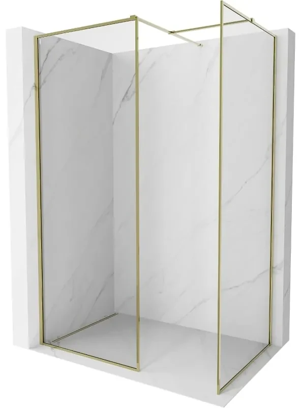 Mexen Kioto-F ścianka prysznicowa Walk-in z ramką 125 x 100 cm, transparent 8 mm, złota - 800-125-202-04-50-100