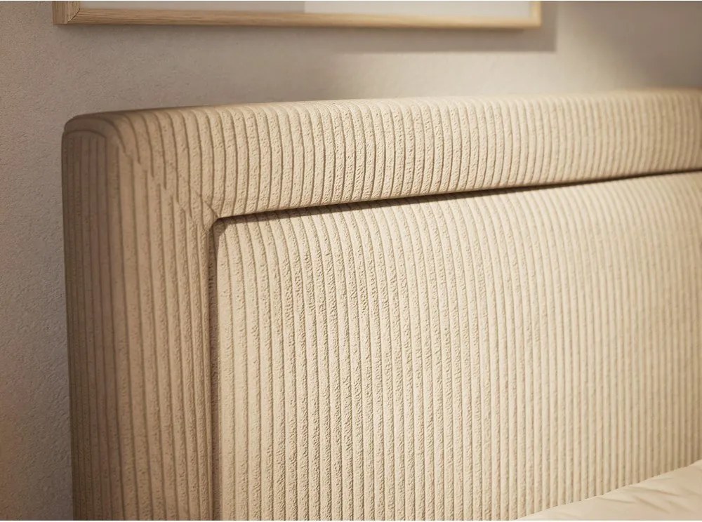 Beżowe łóżko kontynentalne ze schowkiem 160x200 cm Fresco – Maison de Rêve