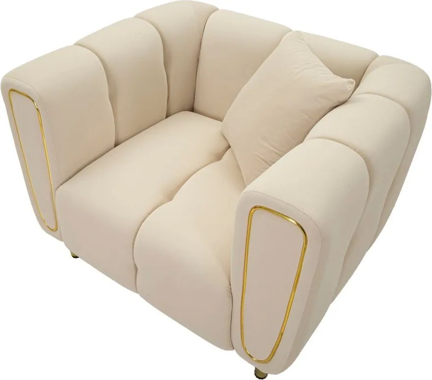 Kremowy aksamitny fotel Alma – Mauro Ferretti