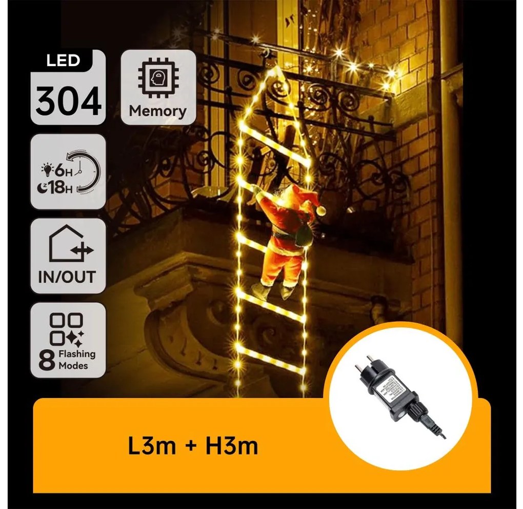 Aigostar - LED zewnętrzna dekoracja świąteczna 304xLED/3,6W/230V/8 funkcji 3m IP44 ciepła biała