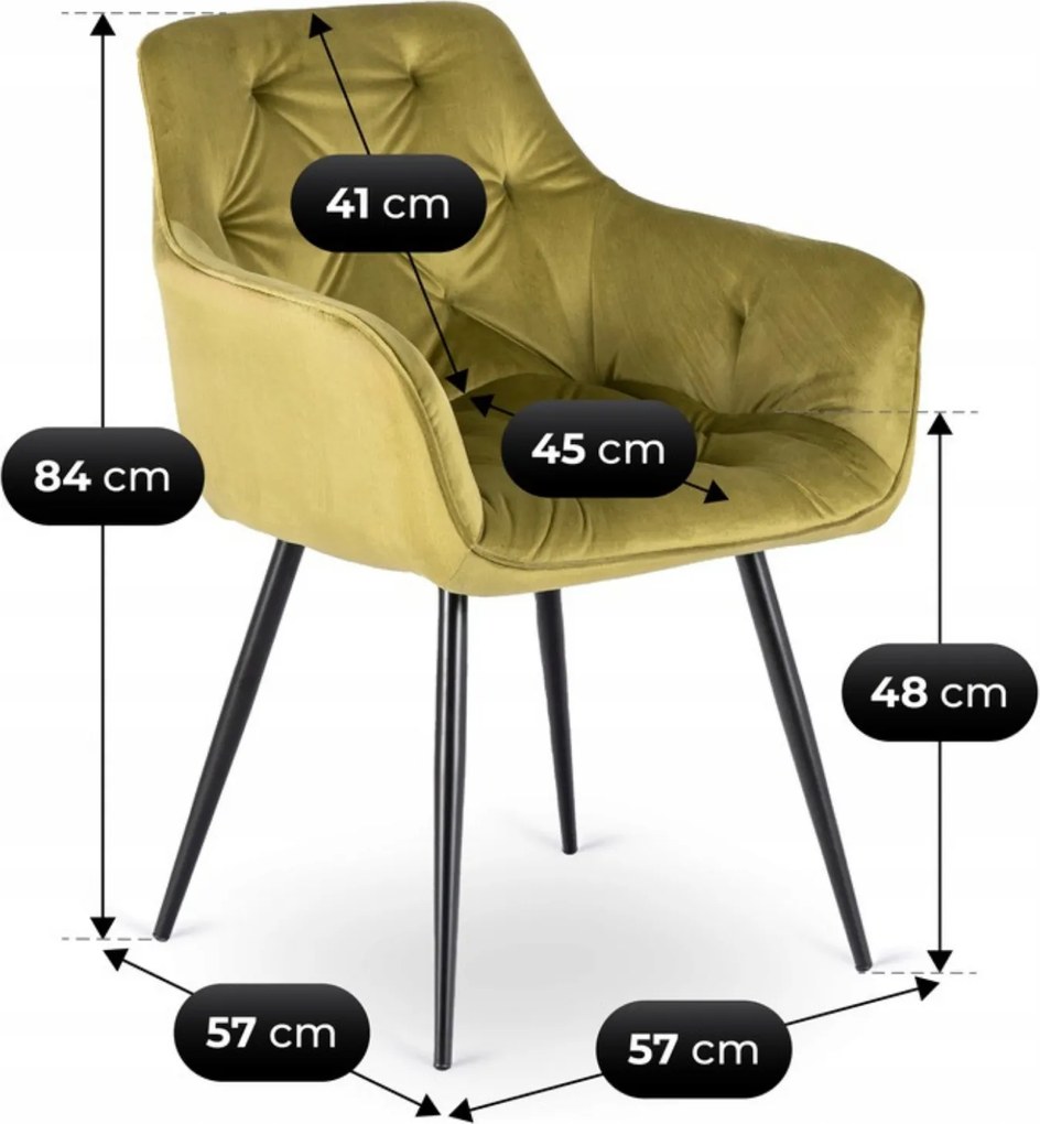 Krzesło Tapicerowane do Salonu MODESTO Pistacjowe Welurowe Nowoczesne Loft