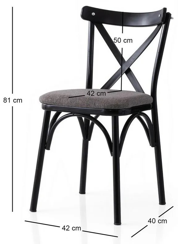 Zestaw krzeseł do jadalni Ekol Grey and Black, 2szt.