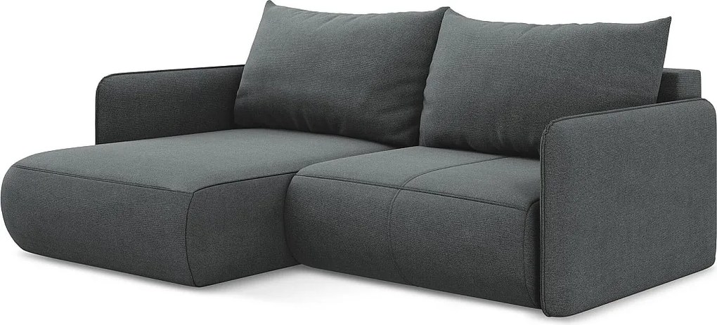 Narożnik lewostronny z funkcją spania - z tkaniny strukturalnej - szary - NANEA