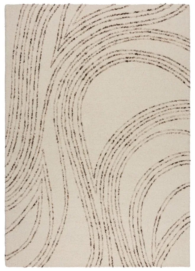 Brązowy/kremowy wełniany dywan 160x230 cm Abstract Swirl – Flair Rugs