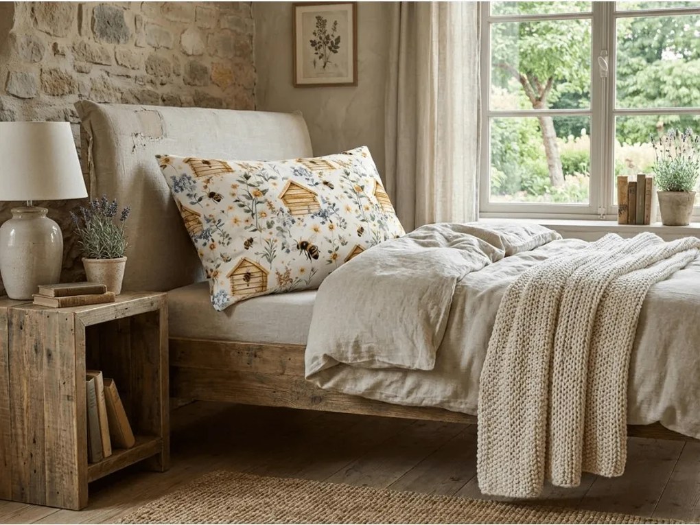 Poszewka na poduszkę z polibawełny WOODEN HOUSES POLY 50x70 cm, kolorowa