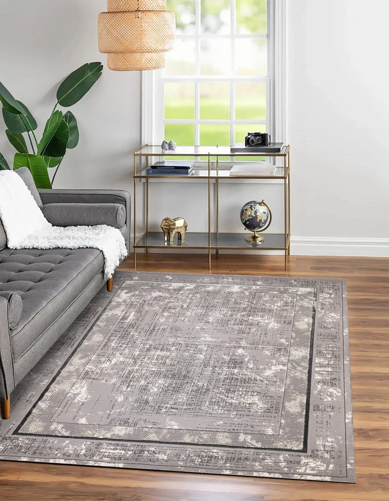 Dywan vintage Beyond Ramka szary 140 cm x 190 cm