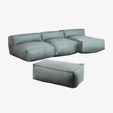 Modułowa Sofa Z Szezlongiem, 3 Części I Puf Do Ogrodu Dojans Éter Zieleń - Sklum