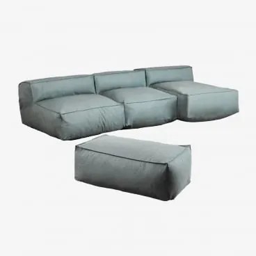 Sofa Modułowy Z Szezlongiem 3-częściowy I Pufem Do Ogrodu Dojans Éter Zieleń - Sklum