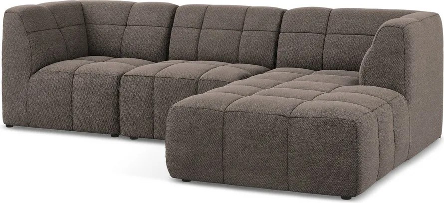 Brązowy narożnik z materiału bouclé (prawostronny/z szezlongiem) Aloha – Makamii