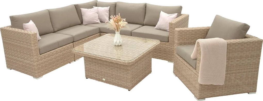 Zestaw rattanowy MALIBU dla 6 osób (cappuccino)