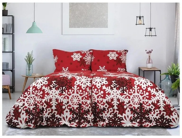 B.E.S. Petrovice Pościel flanelowa Czerwona zimowa bajka, 140 x 200 cm, 70 x 90 cm