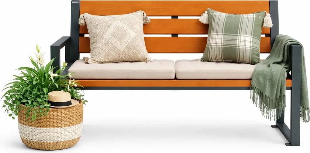 Ogrodowa ławka w kolorze orzech F6-T52