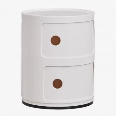 Zestaw 2 Stolików Nocnych Ø30 Cm Z Półkami Babel Distressed White & 2 Szuflady - Sklum
