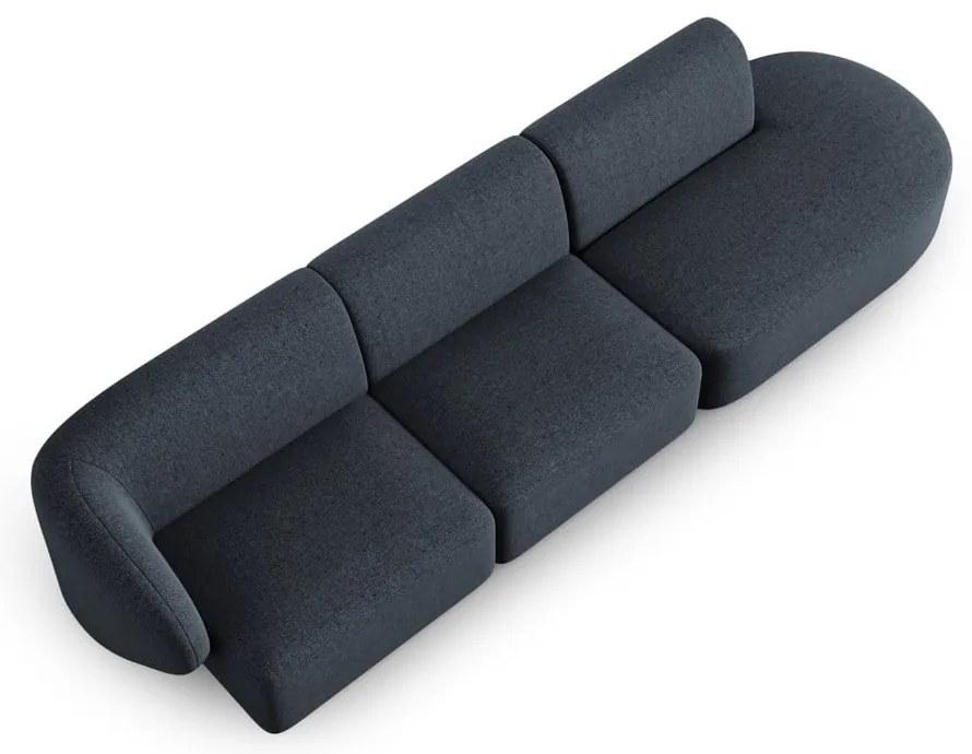 Niebieska sofa z tkaniny szenilowej lewostronna 311 cm Paolo – Milo Casa