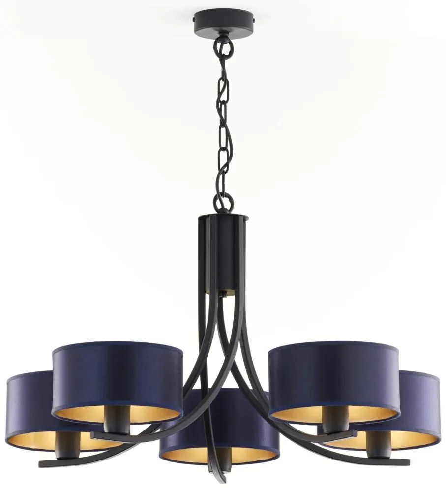 Jupiter 2101 - Żyrandol na łańcuchu ARTHUR 5xE27/15W/230V niebieski/czarny