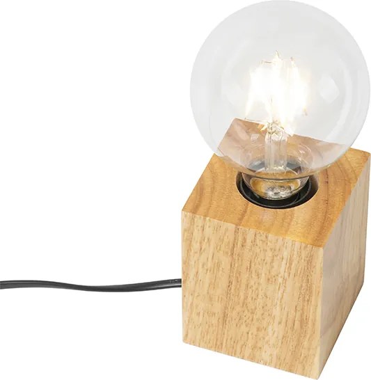 Rustykalna lampa stołowa drewniana naturalna - Bloc