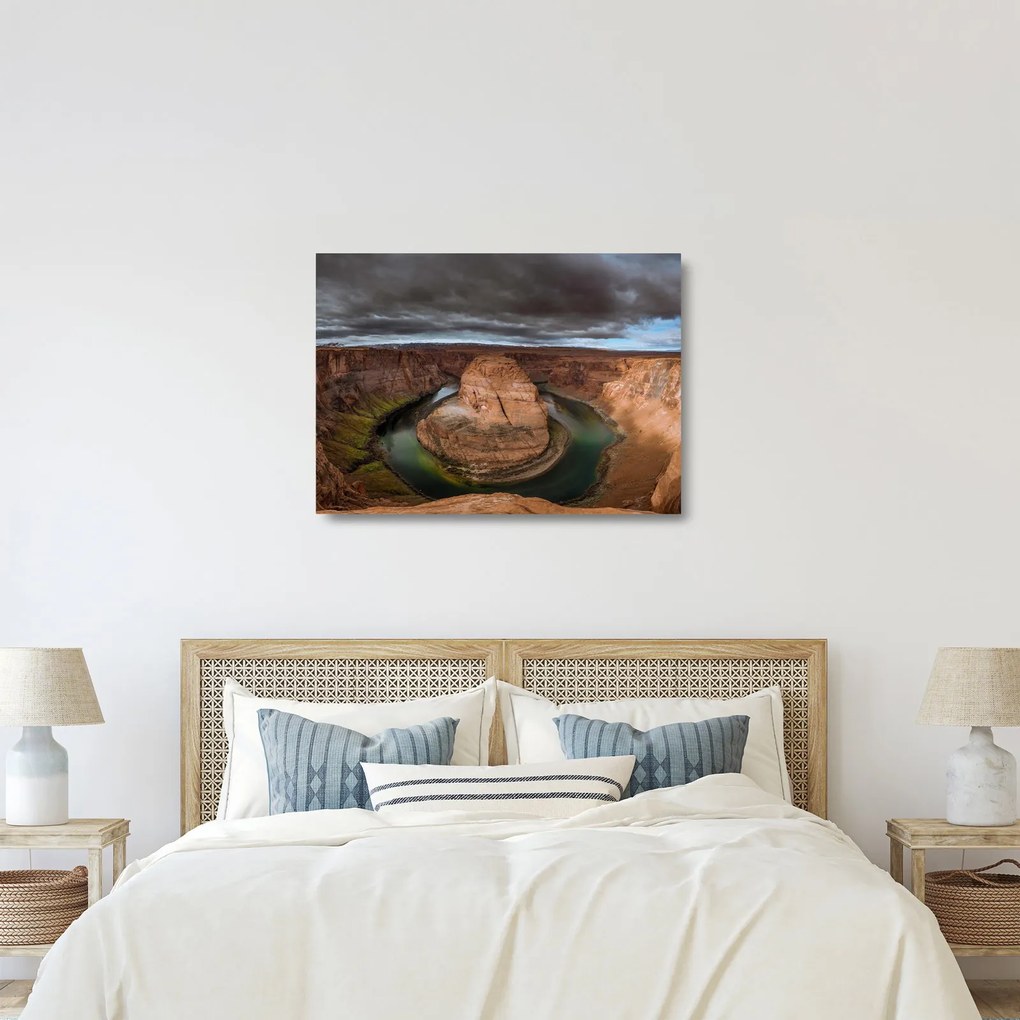 Obraz na szkle - jezioro na klifie (70x50 cm)