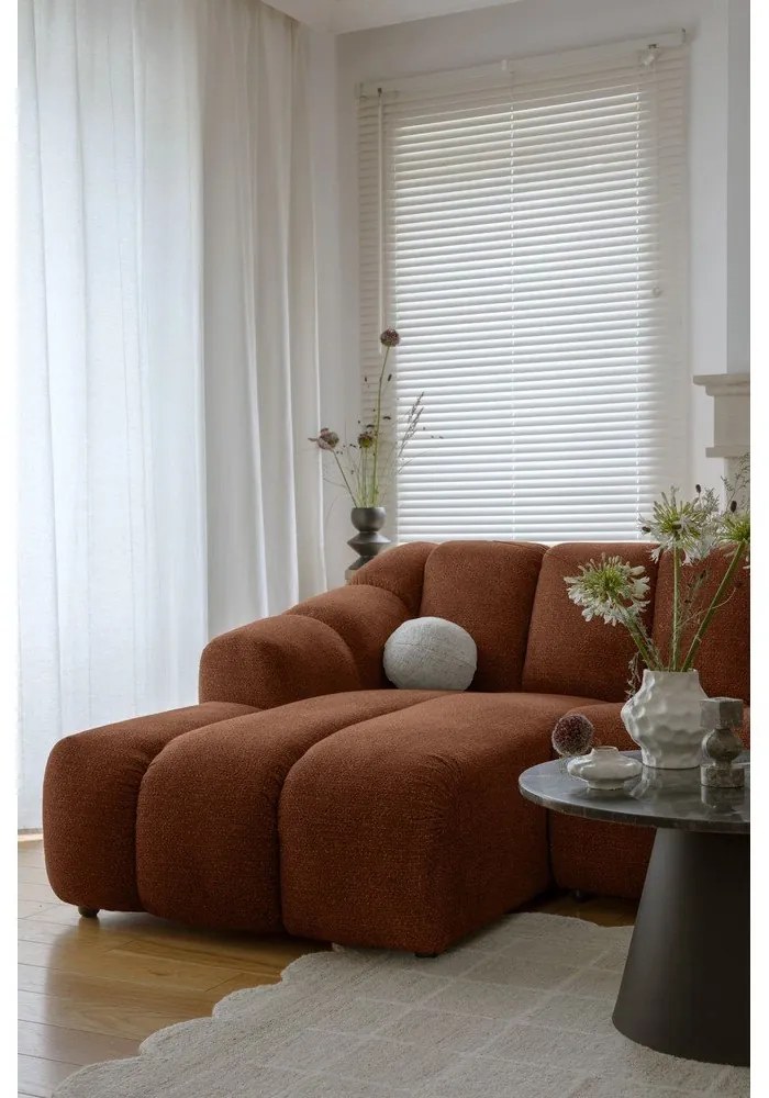 Narożnik (lewostronny/z szezlongiem) w kolorze terakoty Shell – Miuform