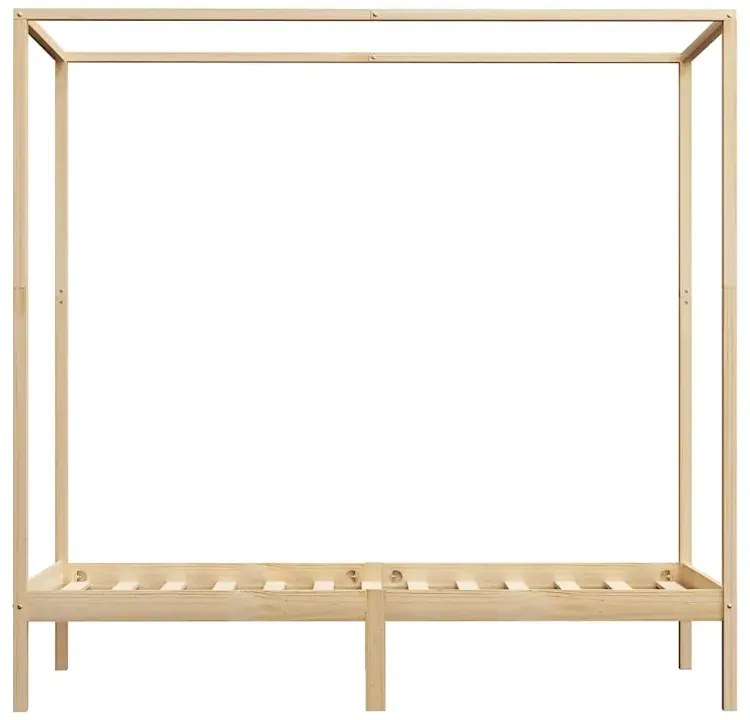 Łóżko z baldachimem w kolorze naturalnego drewna sosnowego 100x200cm - Tamai