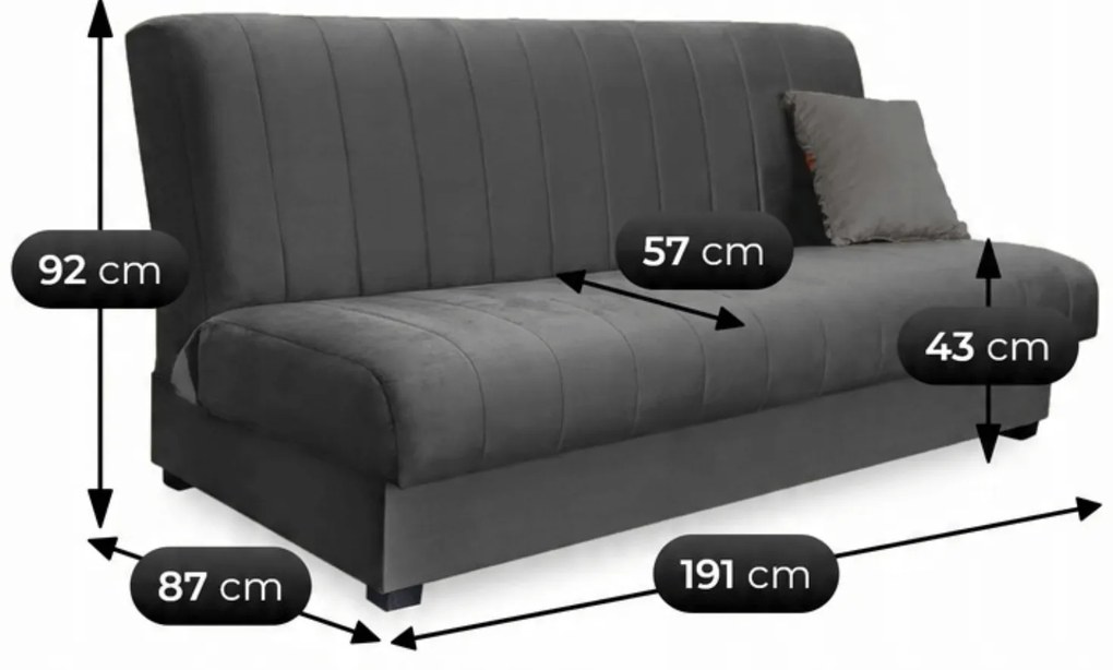 Sofa z Funkcją Spania SIGMA Rozkładana Wersalka Dwuosobowa Szara Nowoczesna do Salonu