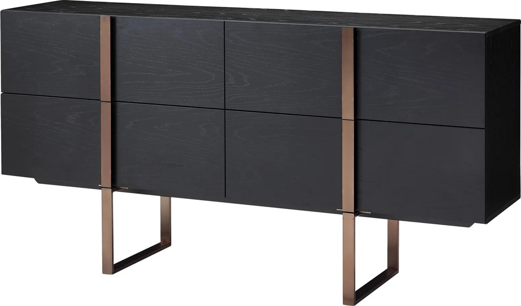 Fornirowana komoda glamour z 4 szufladami Hudson H02 na płozach
