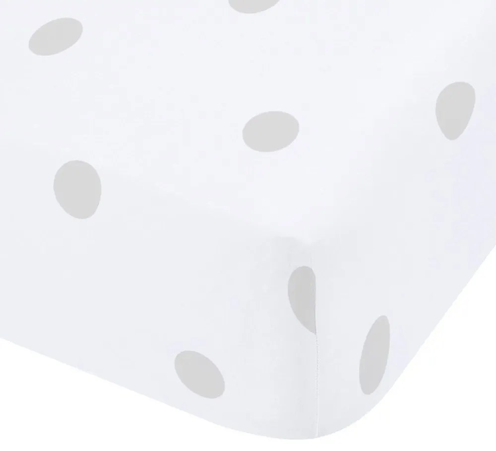 Białe/szare flanelowe prześcieradło z gumką 150x200 cm Polka Dot – Catherine Lansfield