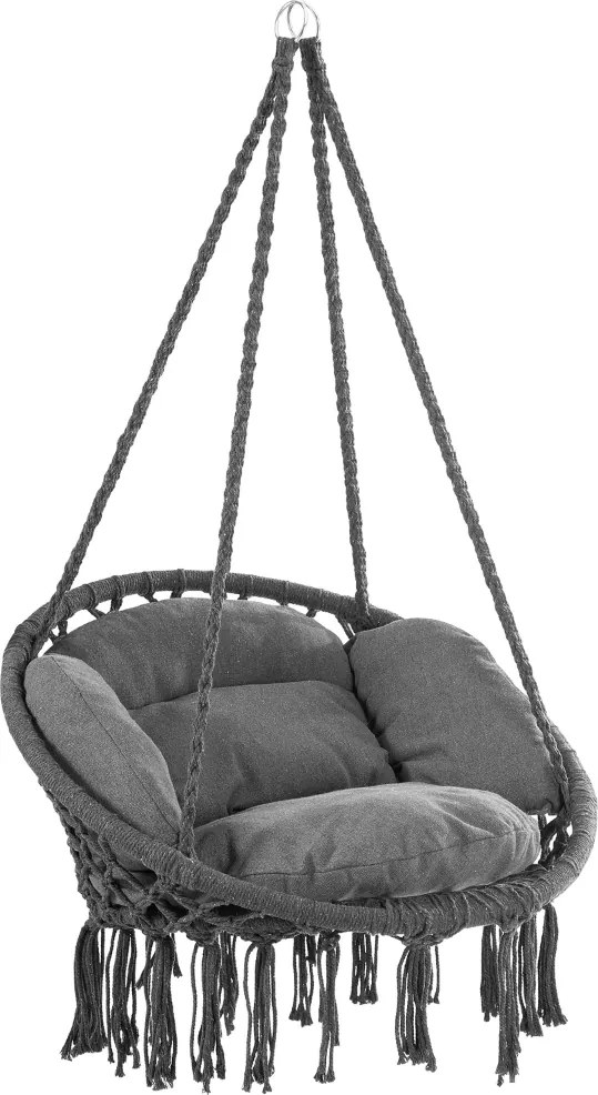 Wiszące krzesło BOHO z poduszkami, Ø61cm, antracytowa Jurhan