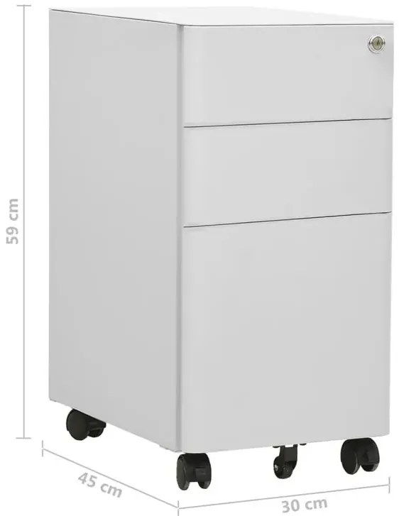 Jasnoszary kontenerek pod biurko na klucz - Blix 4X