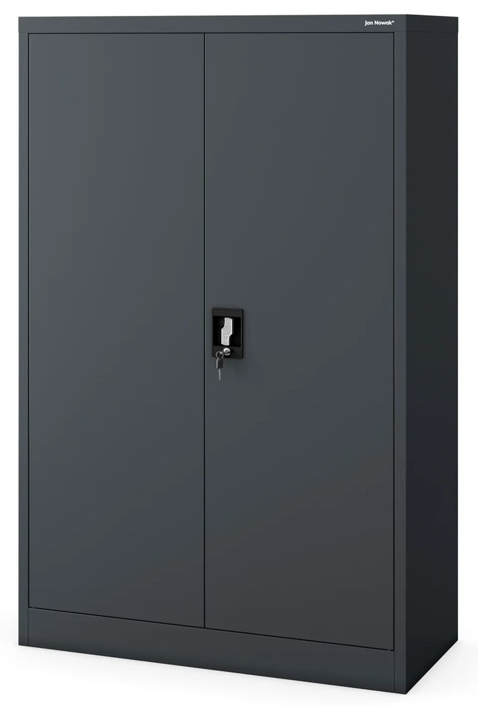 Biurowa szafa metalowa na akta KEVIN, 900 x 1400 x 400 mm, antracyt