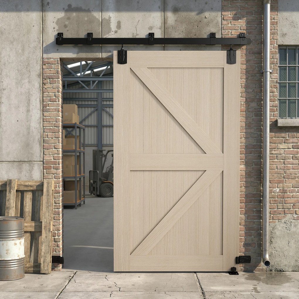 HOMCOM Wytrzymały zestaw do drzwi przesuwnych 183 cm czarny do jednoskrzydłowych drzwi | Aosom PL