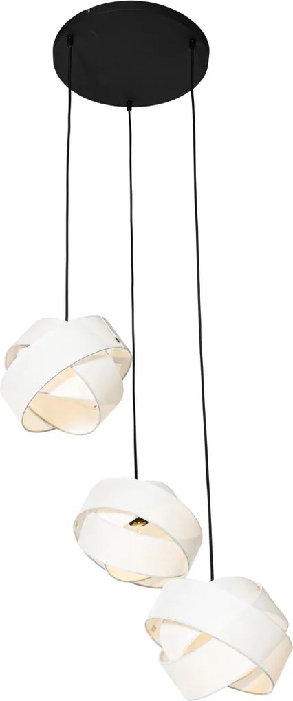 Nowoczesna lampa wisząca biała 3-światłowa - Cloth