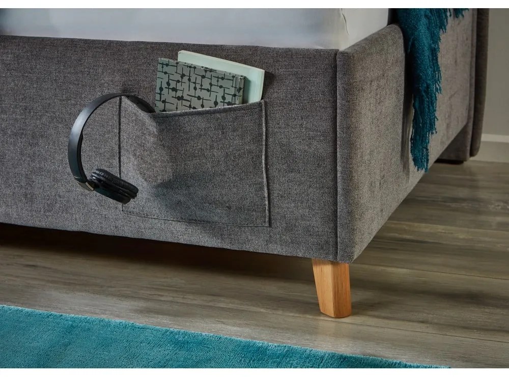 Szare tapicerowane narożne łóżko dziecięce bez stelaża 120x200 cm Fun – Meise Möbel