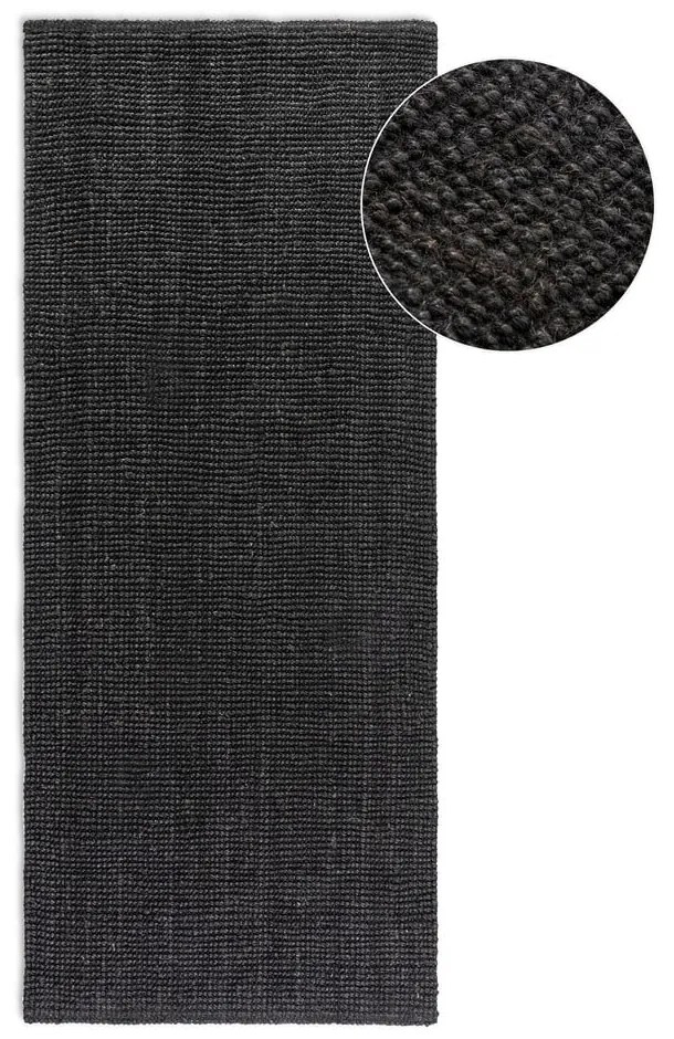 Czarny chodnik z juty 80x200 cm Bouclé – Hanse Home