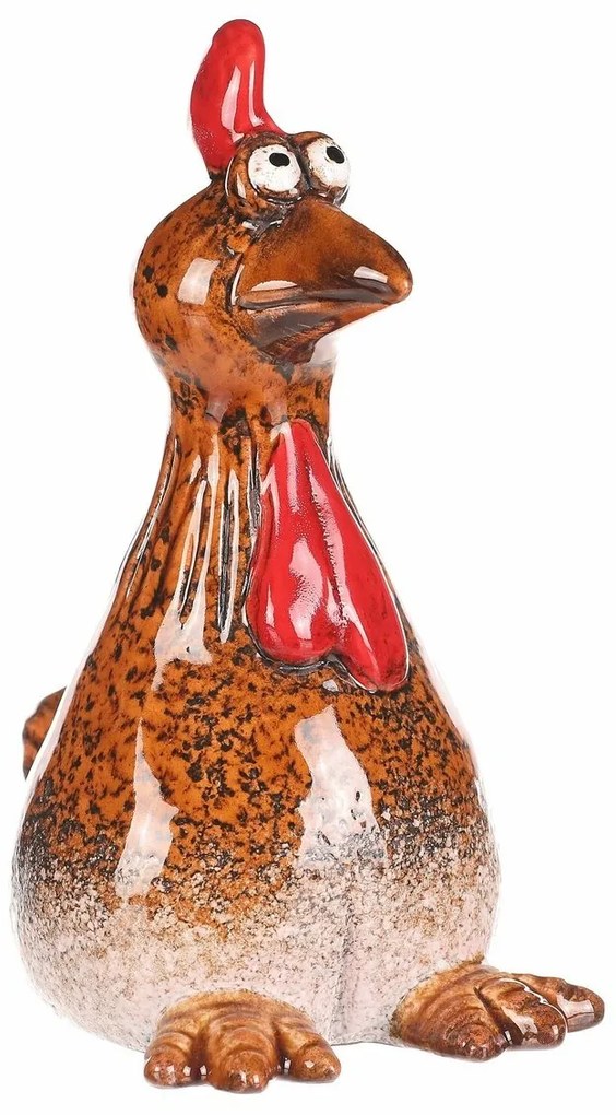 Ozdoba ogrodowa na płot Kura, 8 x 8 x 16 cm,ceramika, 16 cm