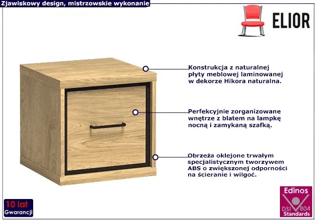Stolik nocny hikora naturalna - Acorus 17X