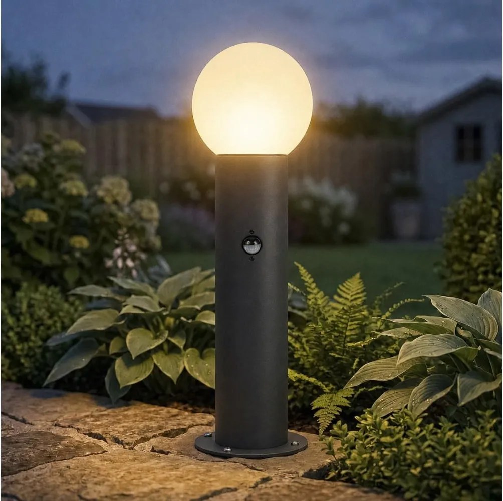 Kanlux 46084-Lampa zewnętrzna z czujnikiem STONO 1xE27/15W/230V 50 cm IP65 antracyt