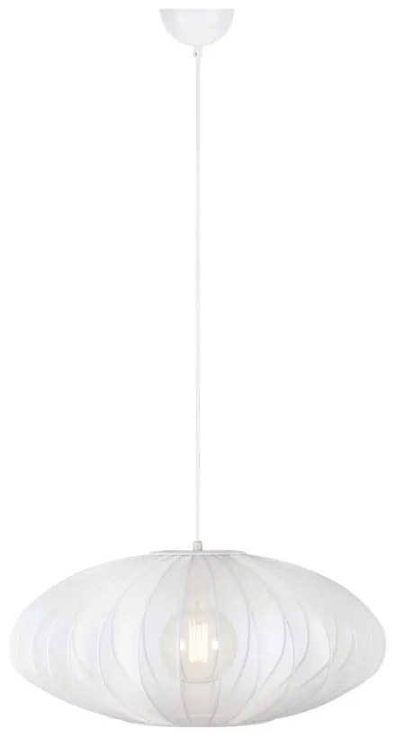 Biała lampa wisząca z tekstylnym kloszem ø 60 cm Florence – Markslöjd