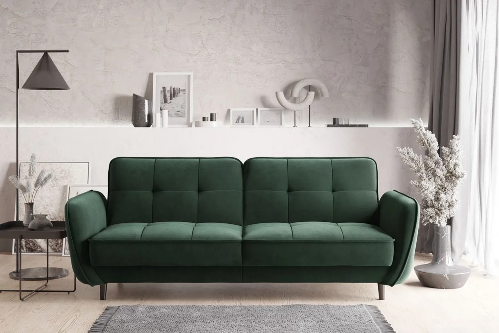 Sofa rozkładana z funkcją spania BELLIS VELVET zielona ELTAP