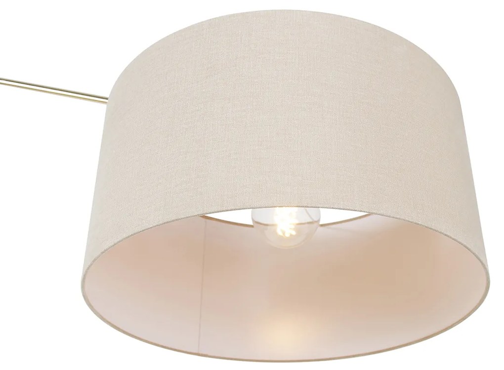 Lampa podłogowa złota z jasnobrązowym abażurem 50 cm regulowana - EditorDesignerski Oswietlenie wewnetrzne