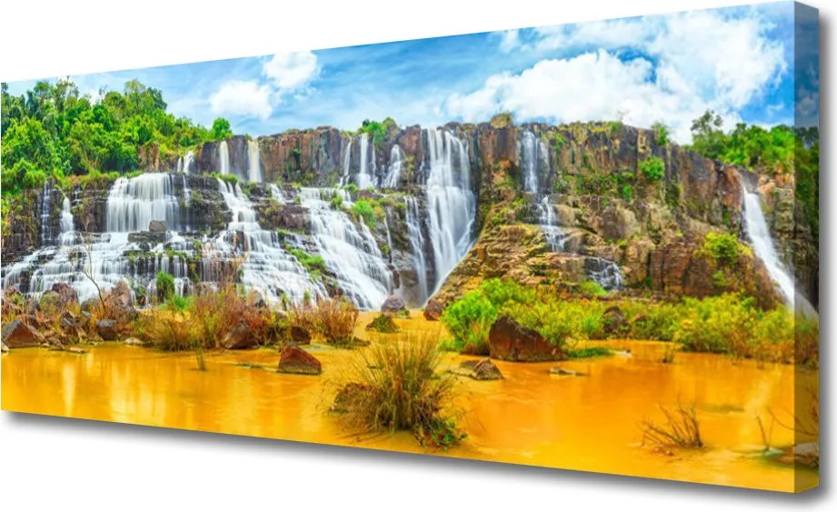 Obraz canvas Ukryty Wodospad w Lesie