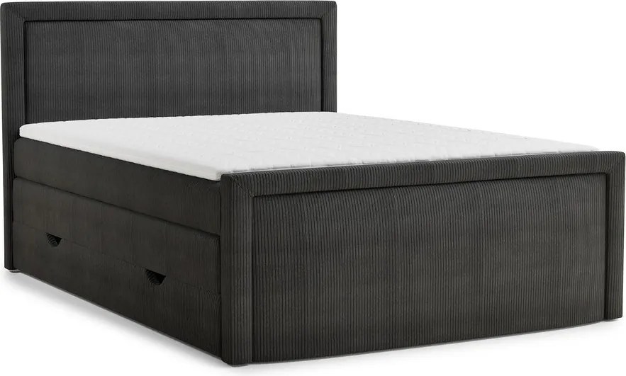 Antracytowe łóżko kontynentalne ze schowkiem 180x200 cm Fresco – Maison de Rêve