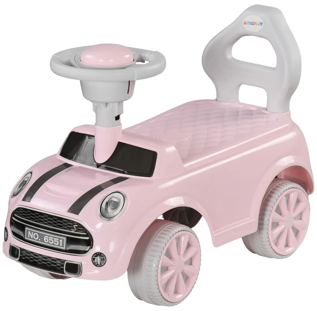 AIYAPLAY Autko Ruchome dla Dzieci, Zabezpieczenie przed Przechyleniem, Klakson, Antypoślizgowe Siedzisko, Materiał Plastikowy, Różowy